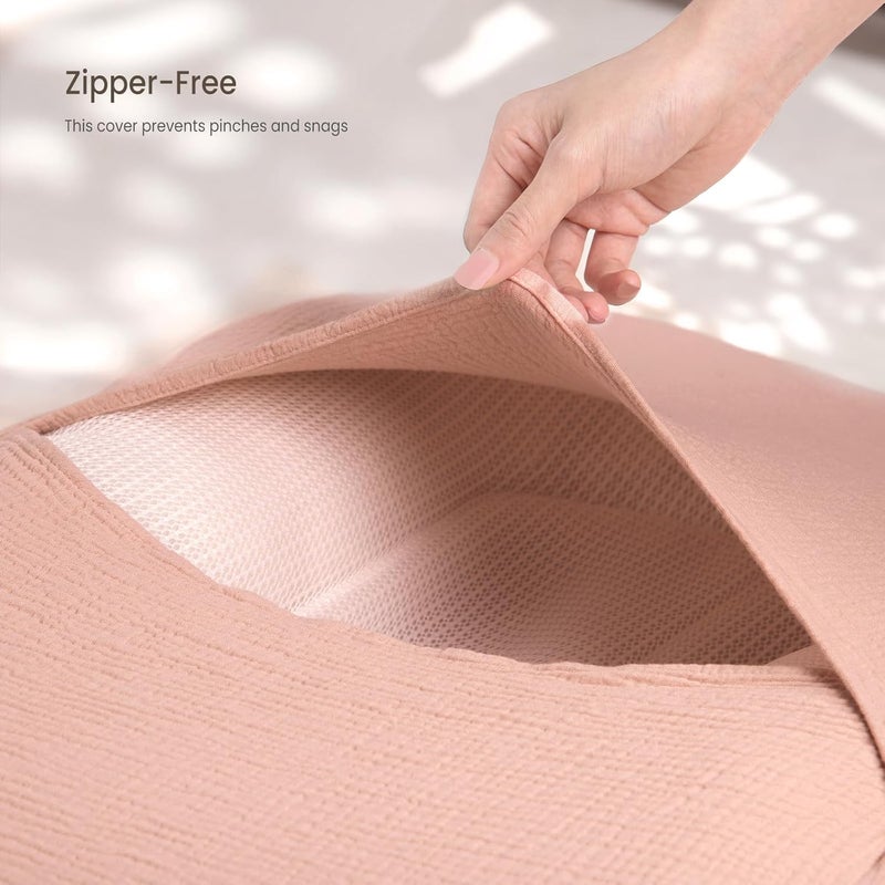 Termichy Baby Lounger Covers Muslin: Soft and Breathable Slipcover for Snuggle Me Lounger - Machine Washable & Zipper-Free for Safe Daily Use - Pink Floral for Girls - Image 3